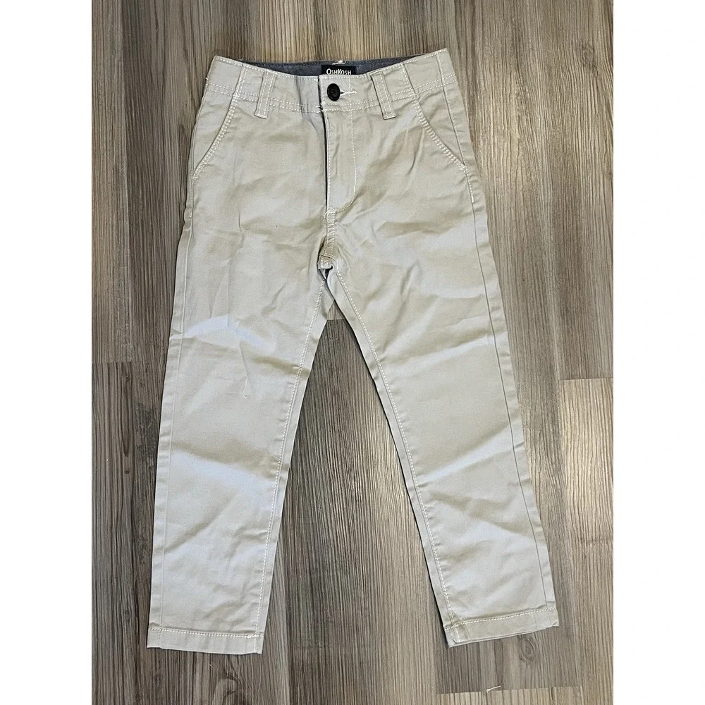 Oshkosh Boy's Toddler's Khaki Adjustable Waist Pants Size 4T Classic Casual I39